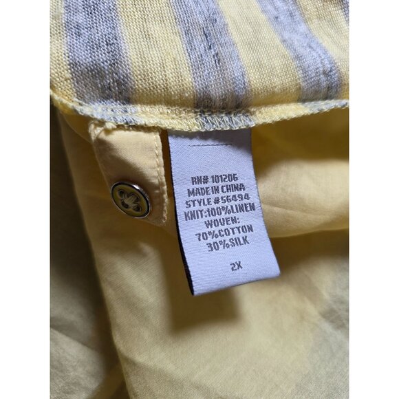 Soft Surroundings Womens 2X Yellow & Gray Striped Long Sleeve Top - Picture 6 of 8